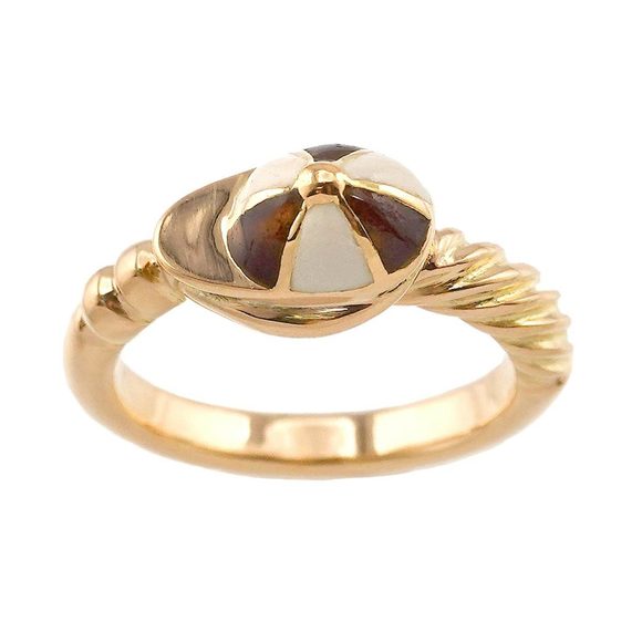 GUCCI No. 12 Ring Enamel K18 YG Yellow Gold 750 - Picture 2 of 8